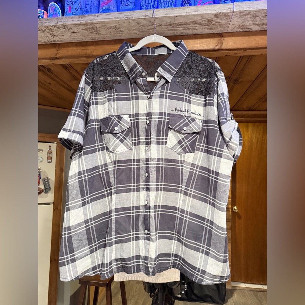 Women’s Harley Davidson shirt 3W New with tags short sleeve lace plaid